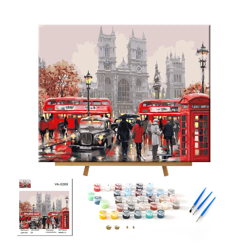 Digital hand-painted oil painting of natural architectural landscape oil painting for adults