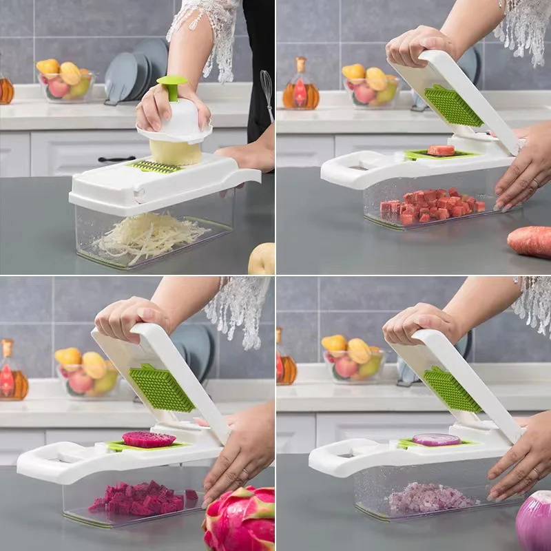 Amazon Top Seller Kitchen Accessories 12 in 1 Food Dicer Onion Veggie Chopper Mandoline Slicer Multifunctional Vegetable Cutter