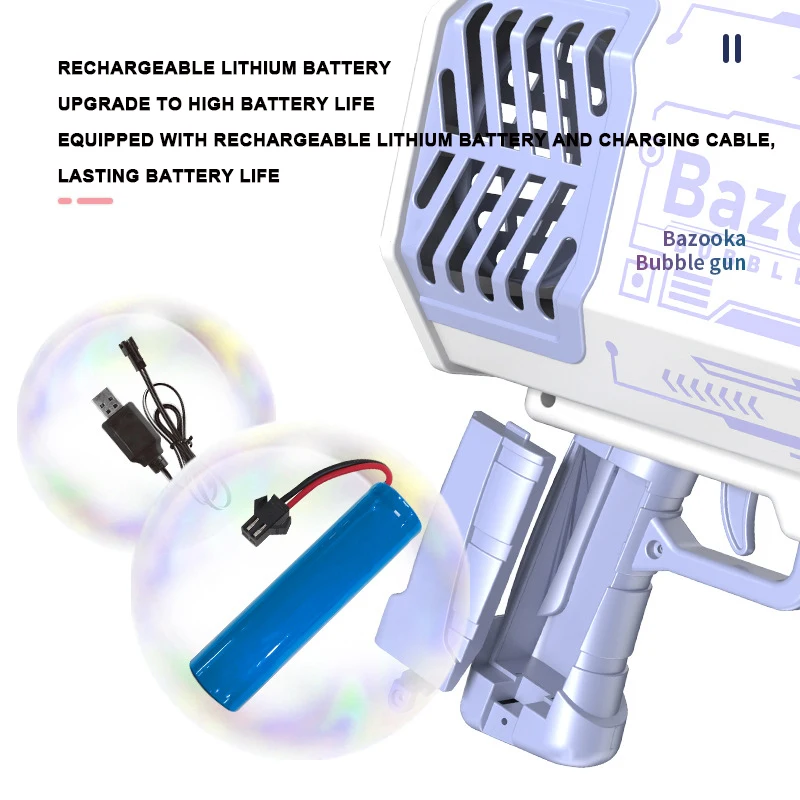 Rocket launcher Bubble gun New Gatling oversized 69-hole bubble electromechanical charging bubble blowing toy