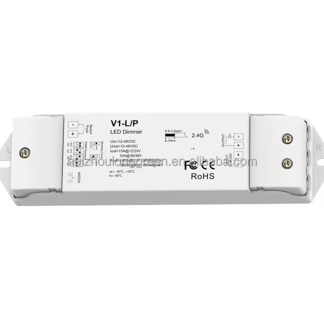 Skydance V1-L/P 1CH*15A 12-48VDC CV Controller  RF 2.4G Push-Dim LED Controller