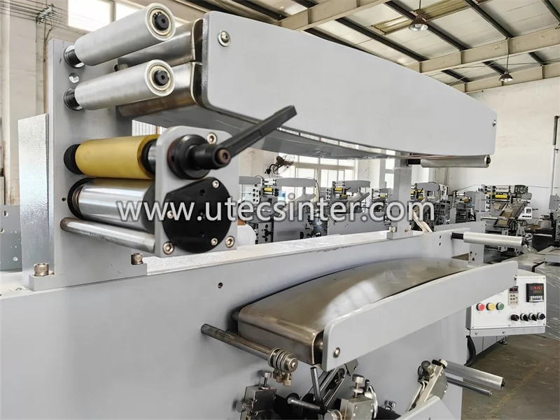 UGS62 6 front 2 back Color Double Side Automatic Fabric Tape Ribbon Flexo Printing Machine, Clothing Label Flexographic Printer