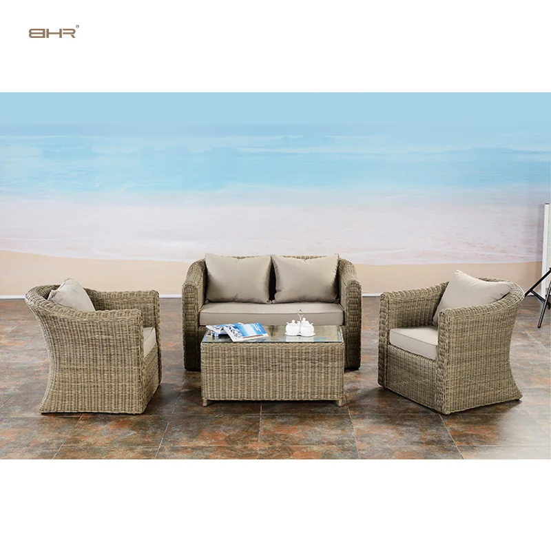 Garden courtyard living room yard 4in1 5.0 round wicker high end rattan furniture