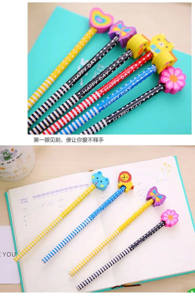 
Cartoon Cheap Price Factory HB School Pencils for Children Wooden Pencil with Eraser 