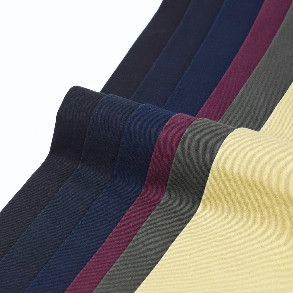 new design textile  waterproof 97% cotton 3% spandex  dyed yarn spandex woven twill  fabric for male trousers