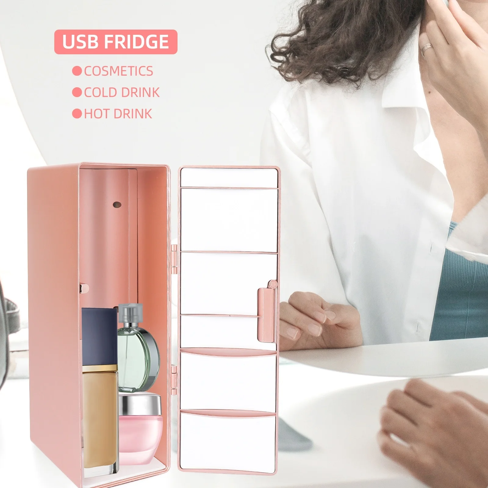 Мини-холодильник для косметики, банки для напитков, мини-холодильник с USB для ПК, ноутбука, автомобиля, дома и офиса