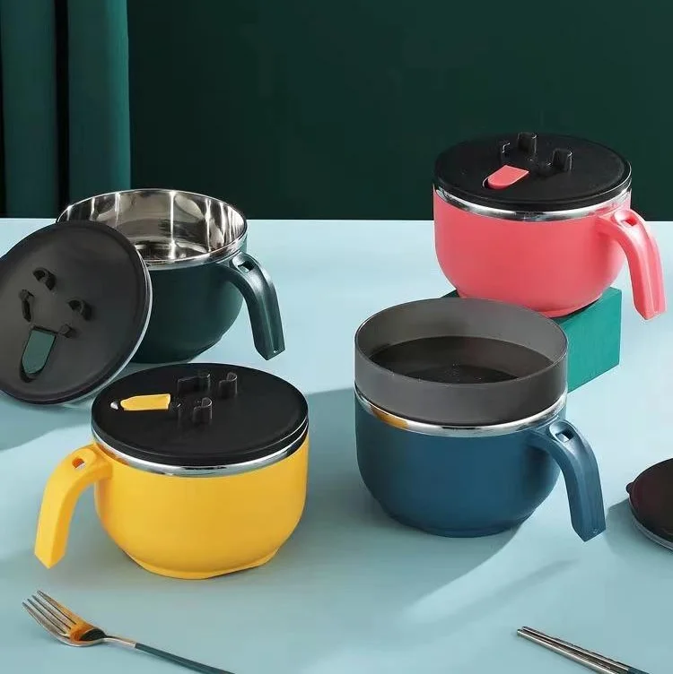 Colorful custom printed Japanese ramen bowl set stainless steel instant noodle bowl