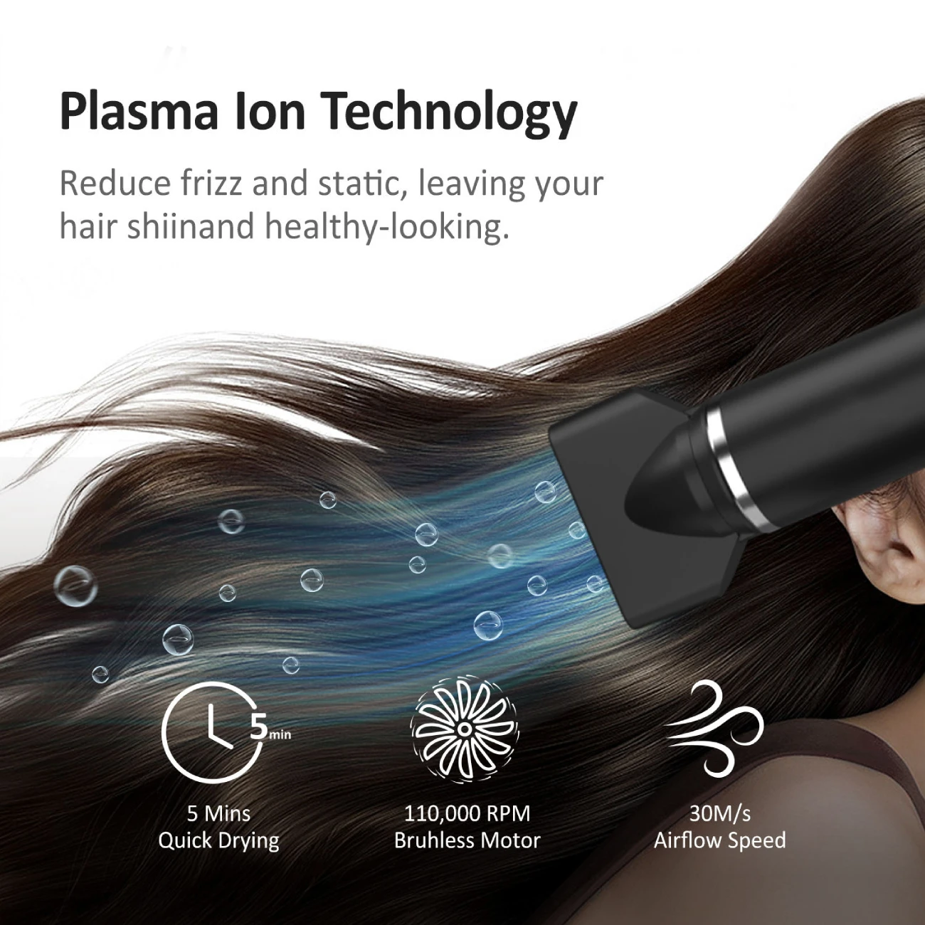 New Design High Speed Hair Dryer T Shaped Professional Folding Mini Hair Dryer Set Brushless Motor with Negative Ion