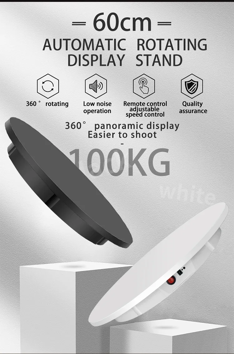 portable 360 Photo Booth 100kgs Load 60cm Remote Control Display Stand Selfie Platform Electric Turntable