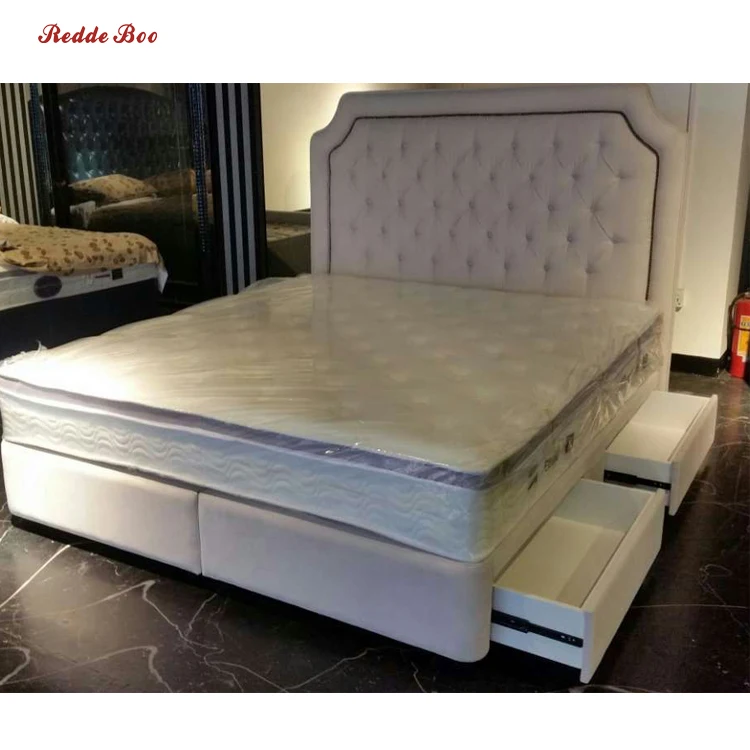 
European Style modern double bed fabric wooden bed frame with storage from bed factory B1010 