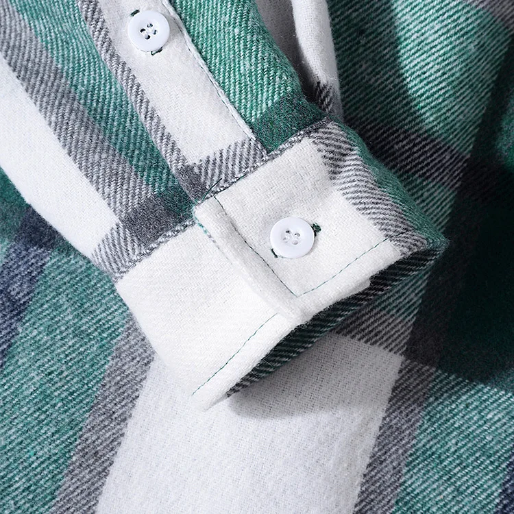 Wholesale leisure full sleeve shirt casual long sleeves  plaid stripes men shirt Checked worsted flannel shirt