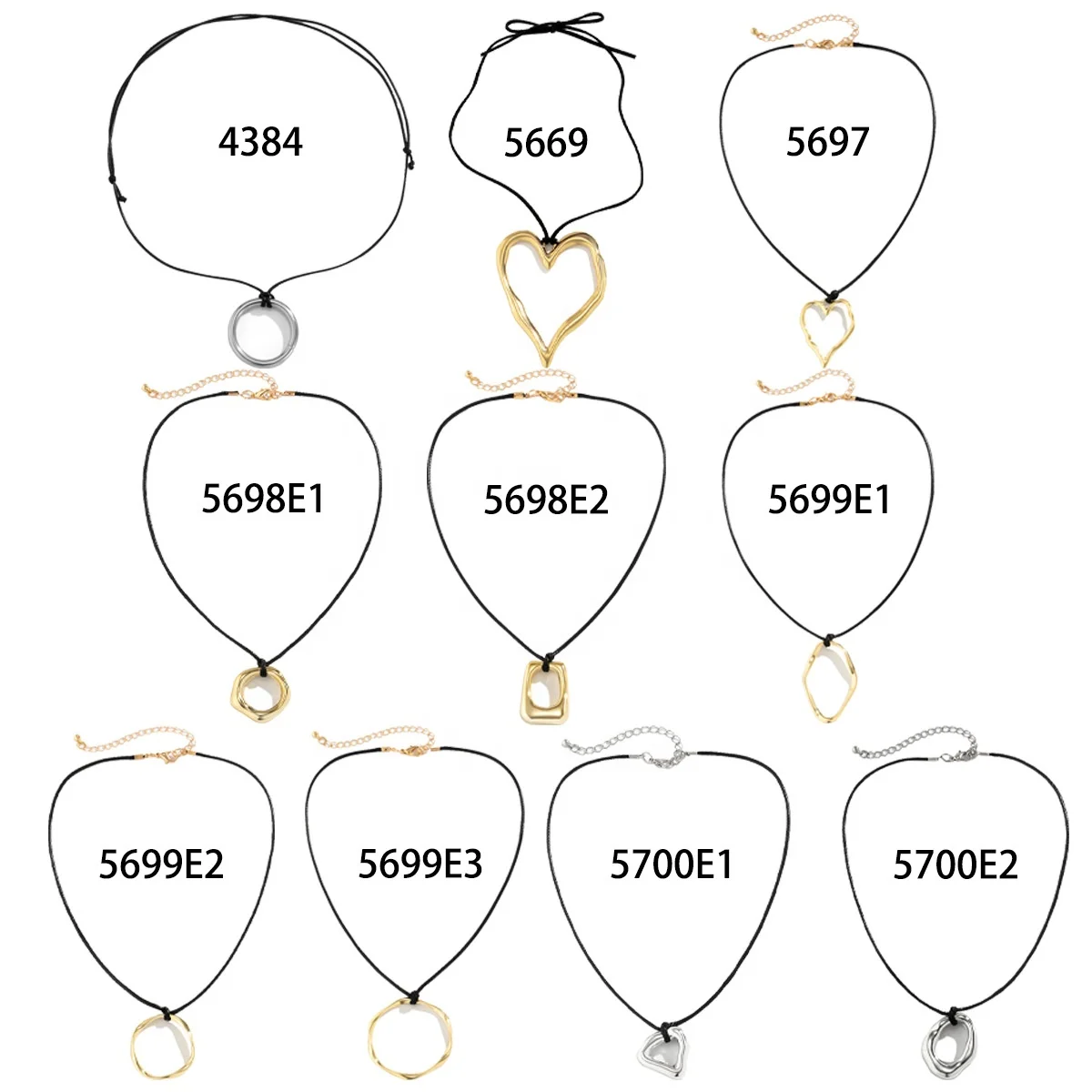 SEPT Vintage Personality Big Heart Pendant Necklace For Women Geometric Charm With Wax Line Necklaces