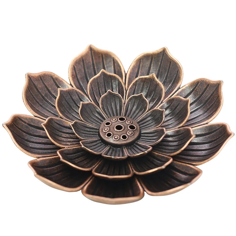 Portable Alloy Metal Incense Sticks Holder Burner Lotus Handheld Multi Holes Incense Stand For Home Office Decoration