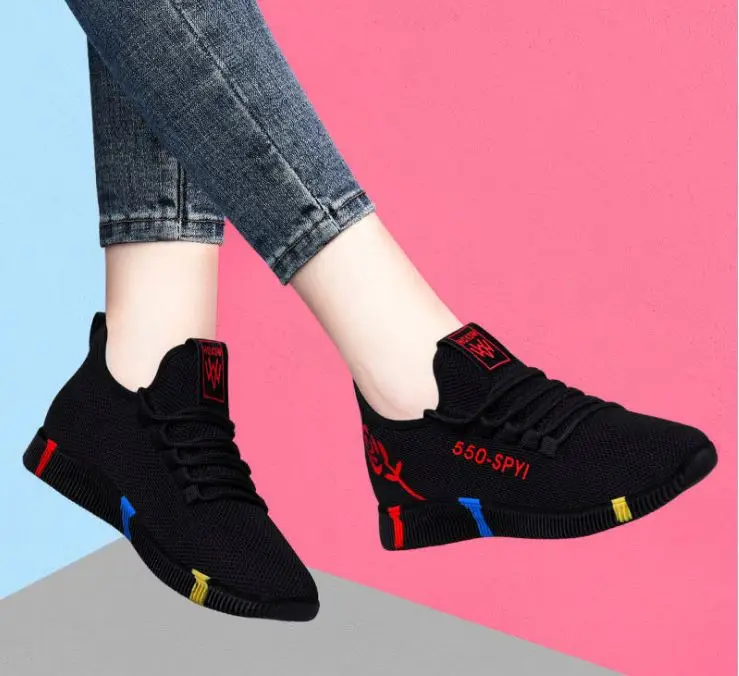 In Stock Factory Woman Cheap Breathable Custom Sock Shoes Walking Sports Ladies Wedge