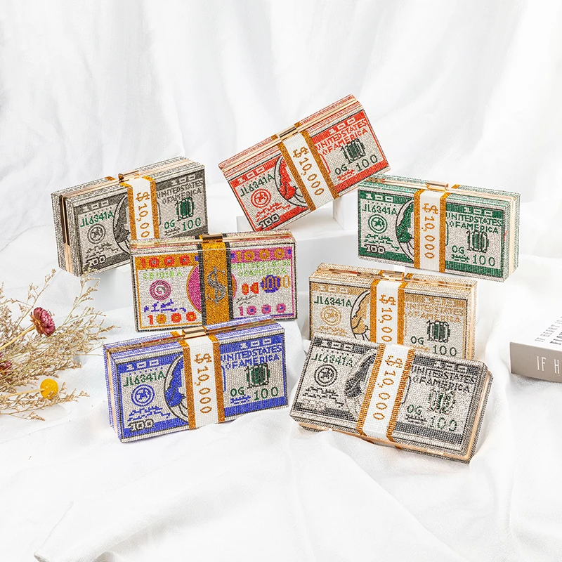 
2021 Women Rhinestone Evening Bags Purse Crystal Diamond Bling Clutch Money Purse 