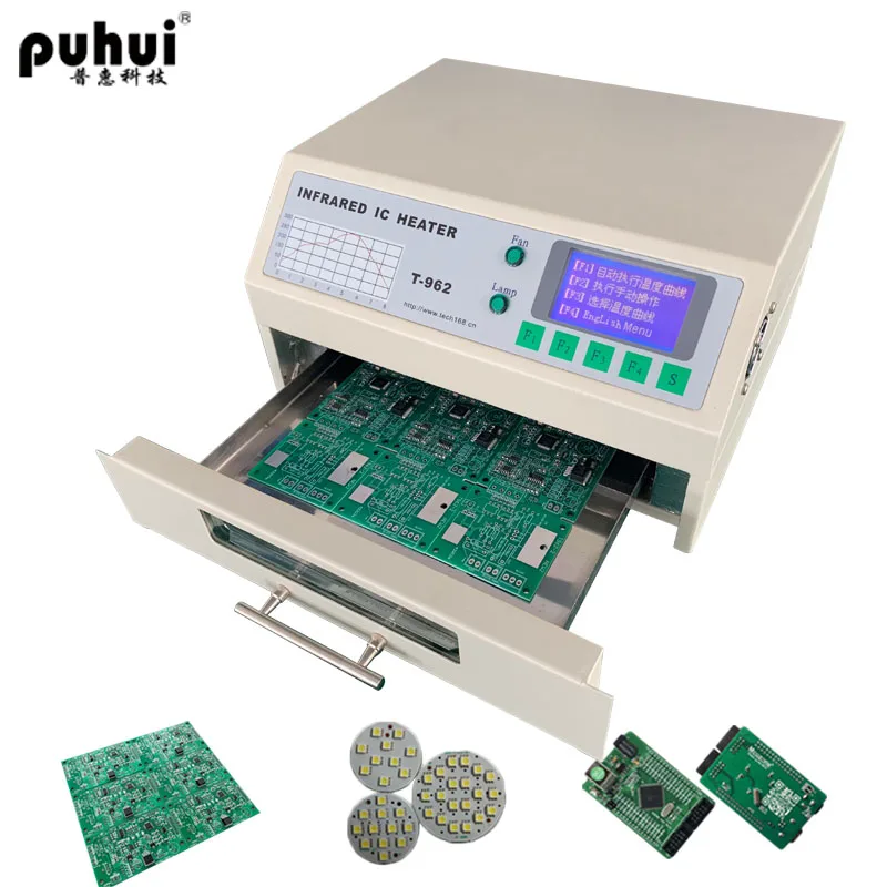 China original factory Puhui T962 infrared drawer type mini reflow oven  for SMT SMD pcb soldering