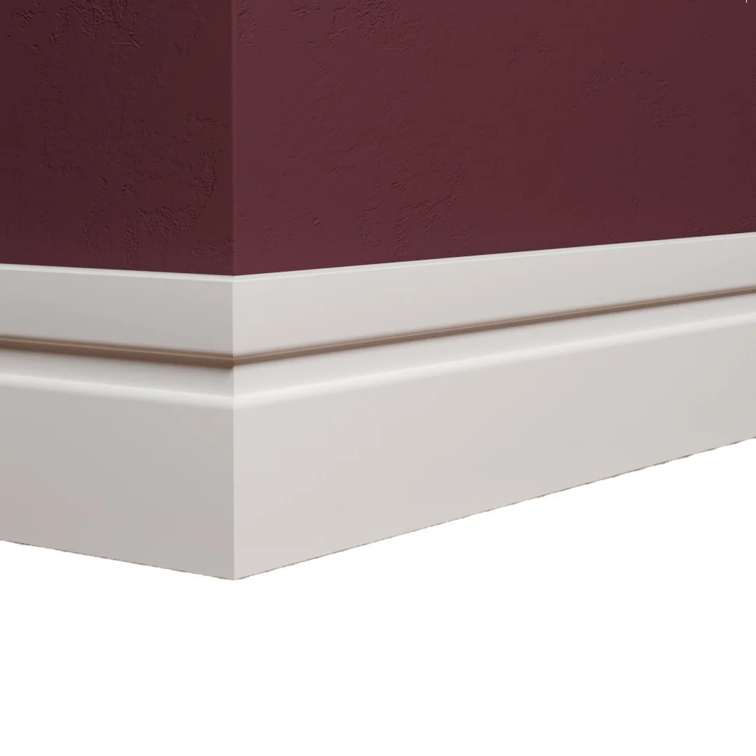 white Primed finger joint wood flat door jamb and door casing MDF baseboard mould