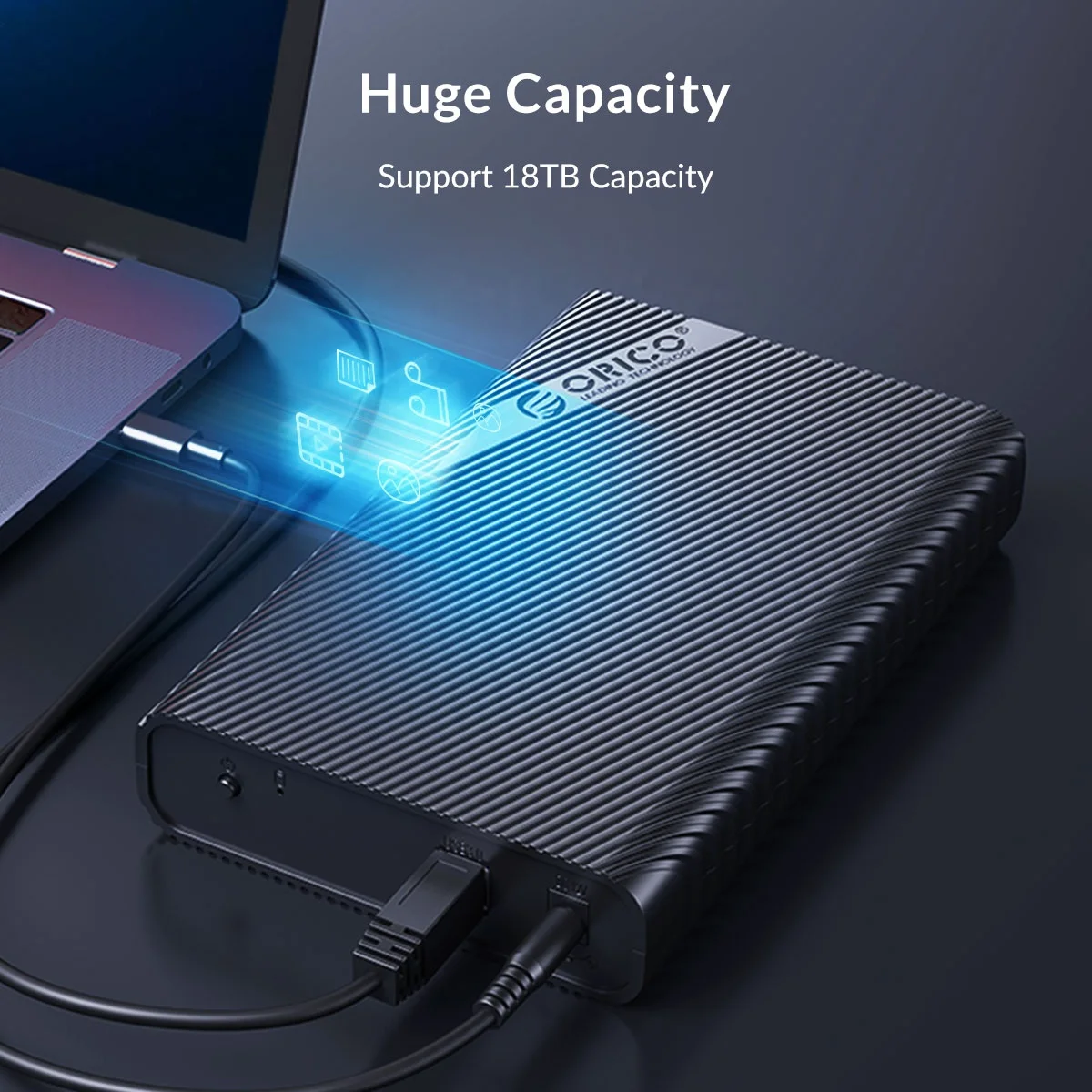 ORICO 18TB Max UASP Protocol USB3.1 GEN1 Type-C SATA 3.5 Inch External Hard Drive Protective Case Enclosure 3521C3
