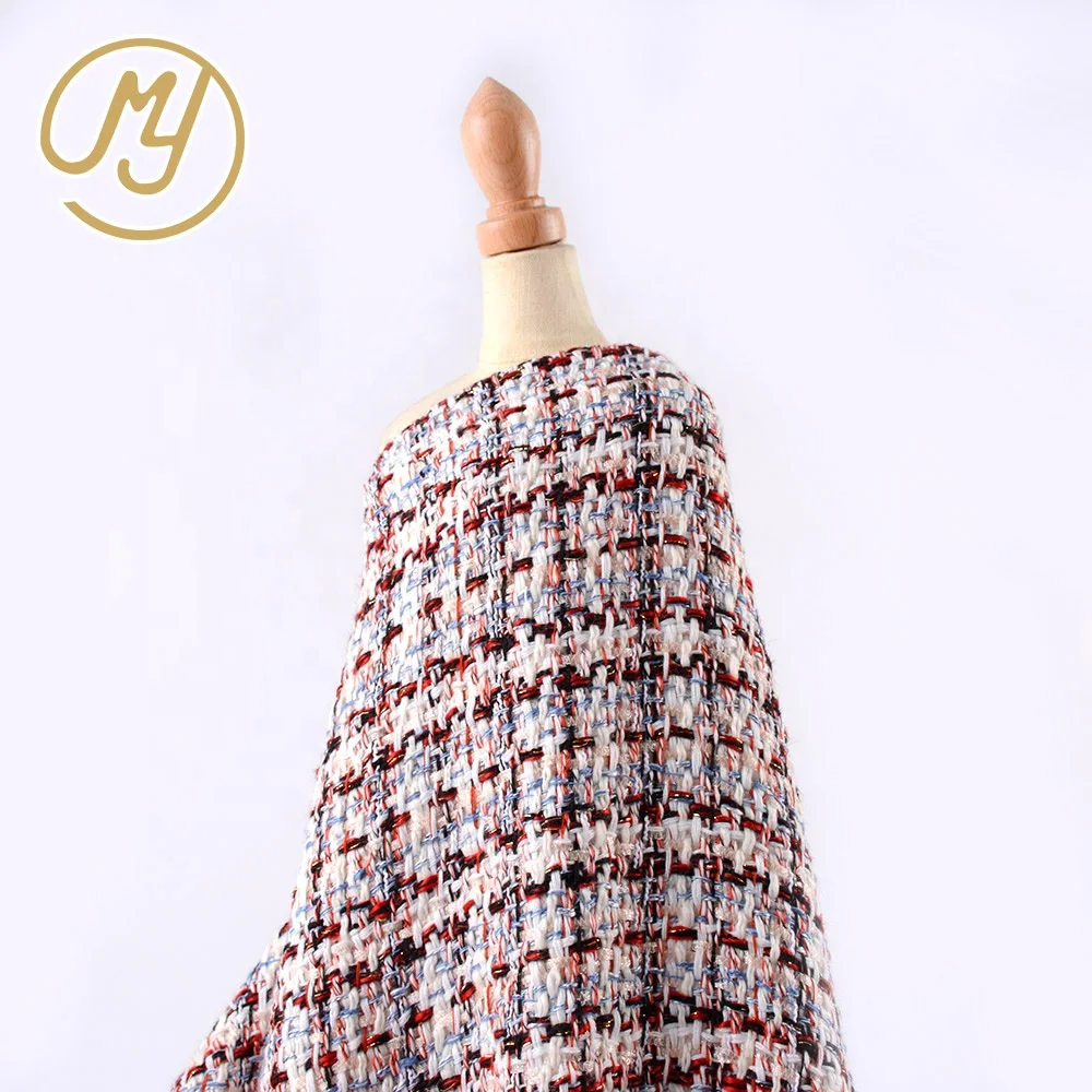 New fashion 400gsm 100 polyester woven tartan tweed fabric for suit coat