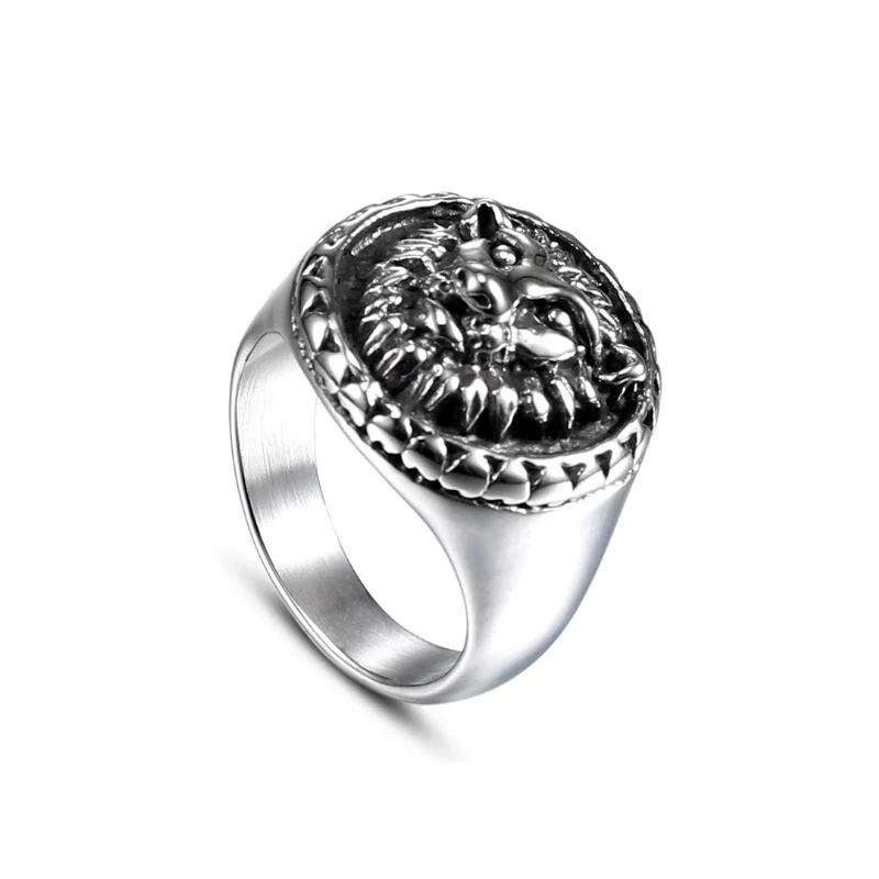 Gothic Men Lion Head Rings Punk Biker Cool Ring Vintage Steel heavy Ring In Stock
