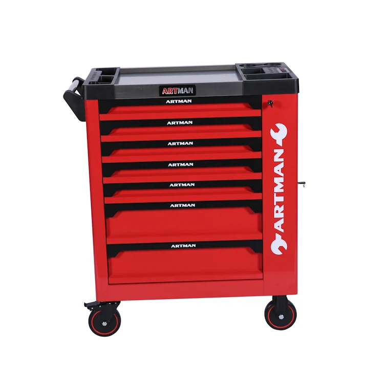 Metal 7 Drawer Tool storage Cabinet with Stainless Steel Top and Side Doors