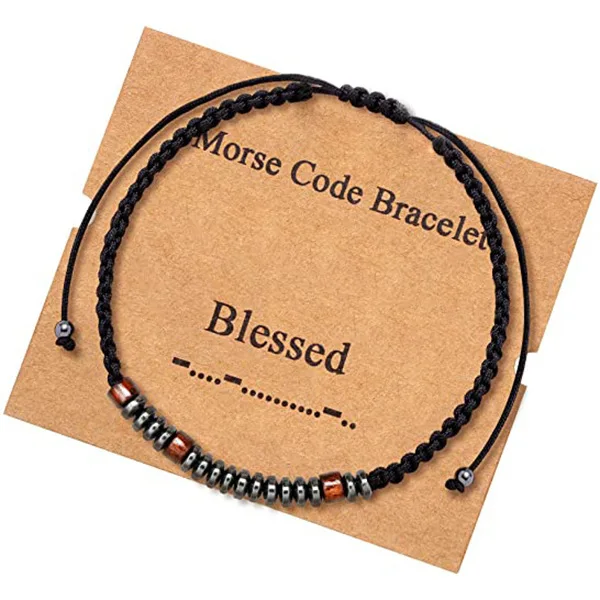 Morse Code Bracelets Inspirational Gifts for Teens Best Friend Friendship Dainty Adjustable Beaded Wrap Bracelet