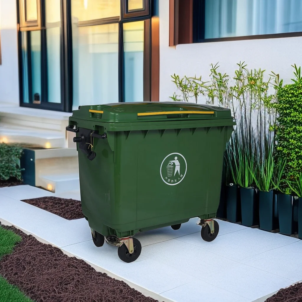 Plastic Dustbin Wholesale 660L Plastic Industrial 4 Wheels Mobile Garbage Waste Bin Trash Can