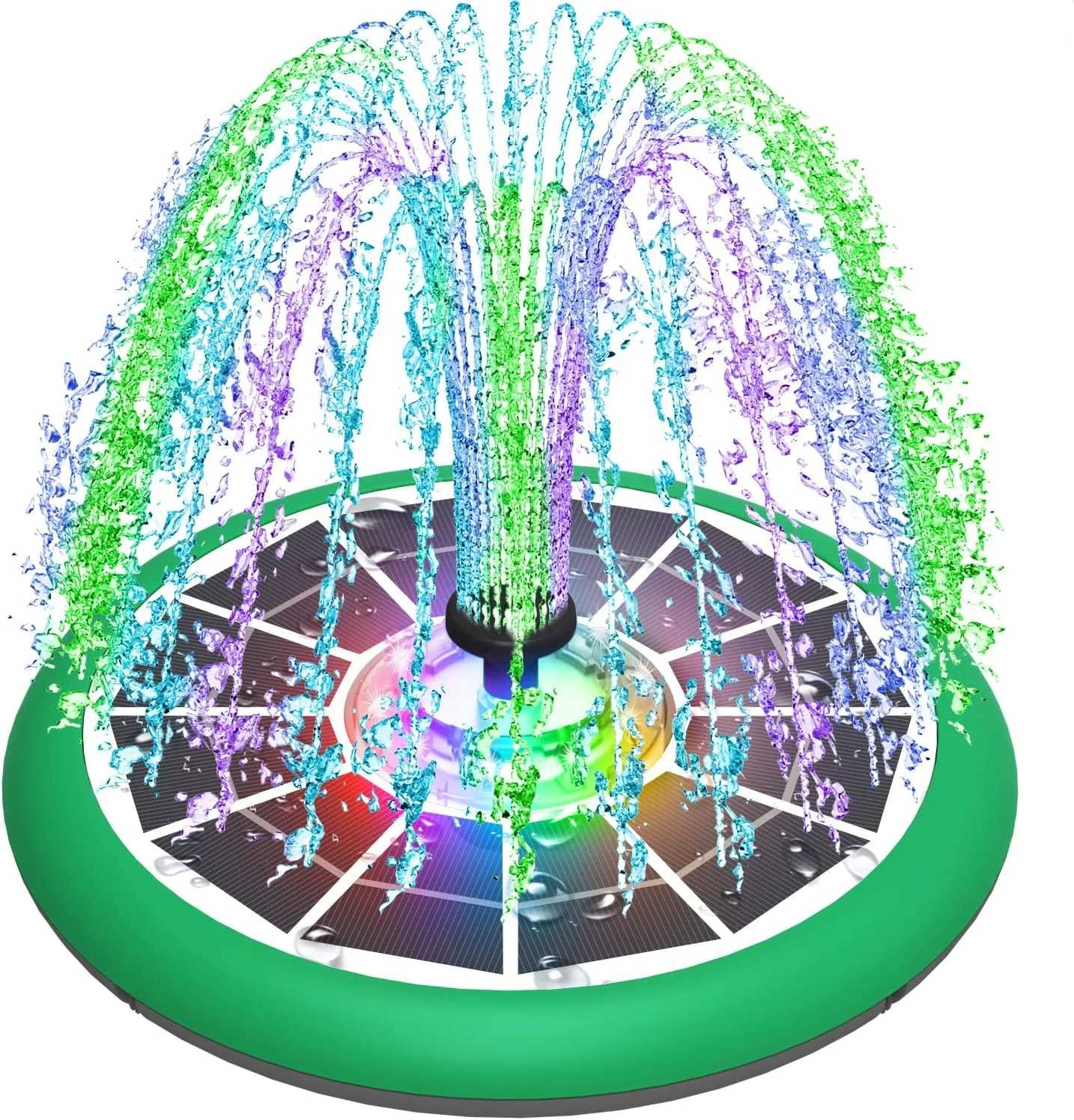 2023 New Model  5W Solar Fountain Pump  W/ LED Light Solar Powered Birth Bird Fountain Pump for Bird Bath, Garden, Patio, Pond