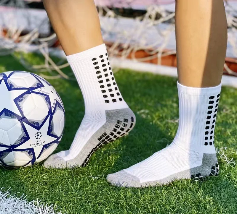 Custom grip socks organic cotton youth sport crew anti slip grip socks football