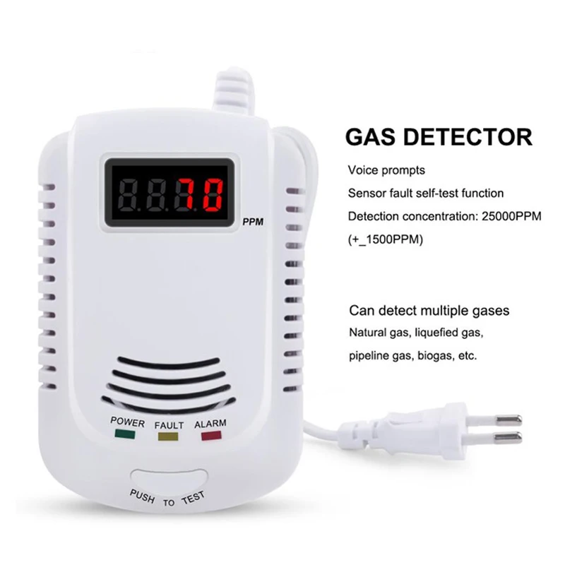  Home Standalone Plug-In Combustible Gas Detector LPG LNG Coal Natural Leak Alarm Sensor Voice