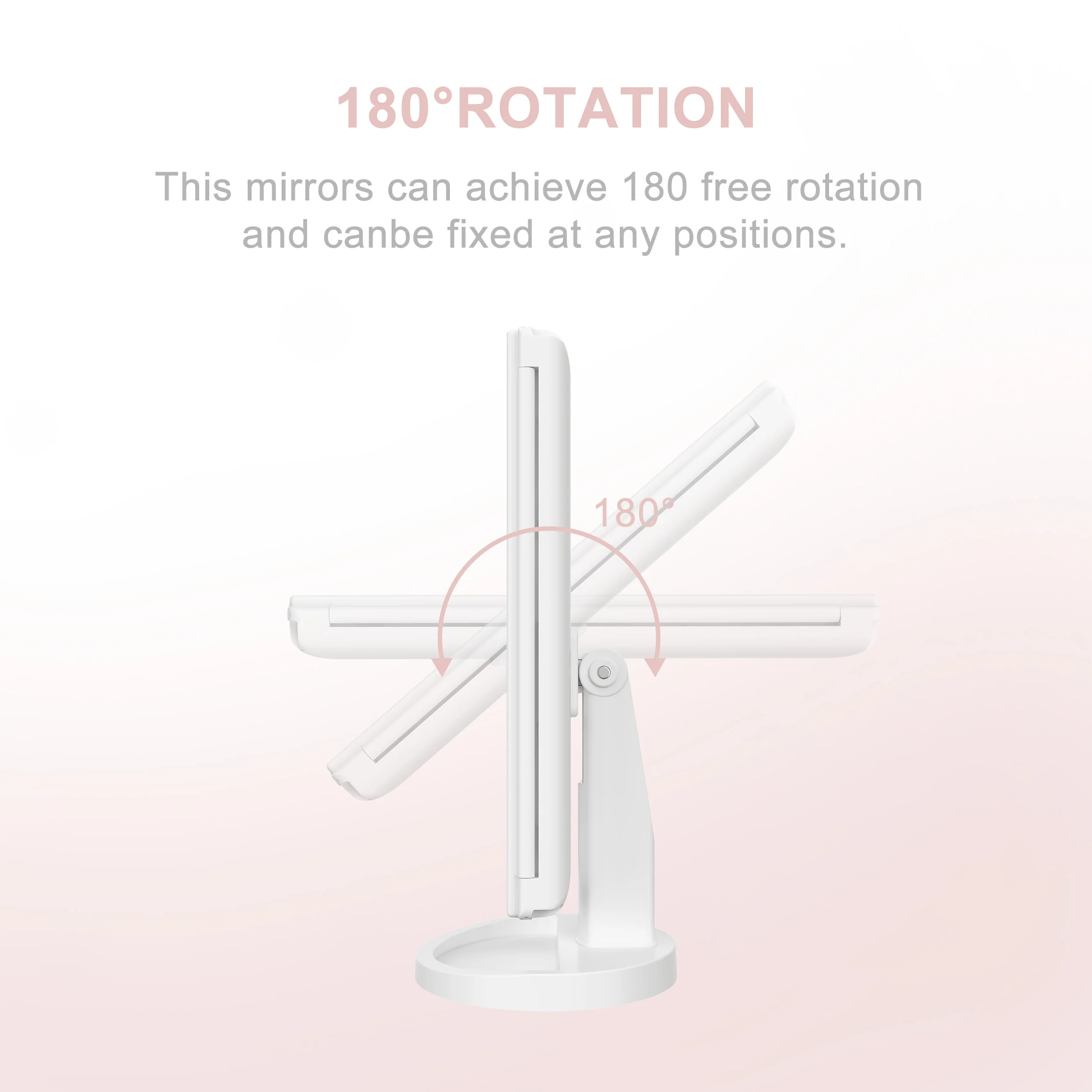 White Dual Power Supply Women Gift Trifold Vanity Foldable Cosmetic  LED Makeup Portable Travel Cosmetic Mirror