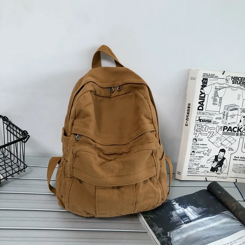 Stylish Retro Canvas Backpack: Travel Laptop Computer Notebook Bag for College Students, Ideal School Bookbag for Korean Women