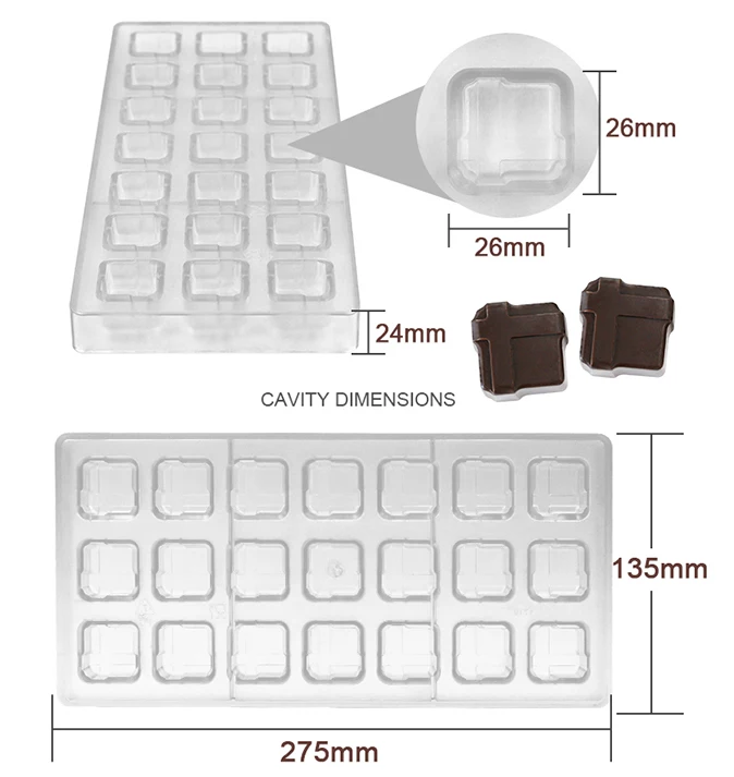 3D Filled Chocolate Bar Mold Baking Polycarbonate Chocolate Molds Confectionery Candy Form Mould Baking Pastry Bakery Tools
