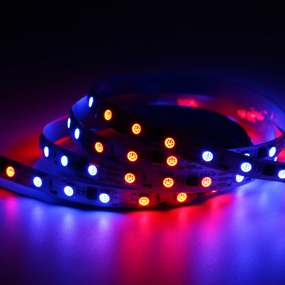Led Digital Strip 60leds Rgb 12v Ws2812b DMX512 Programable Ped Lights Led Pixel Strip Light