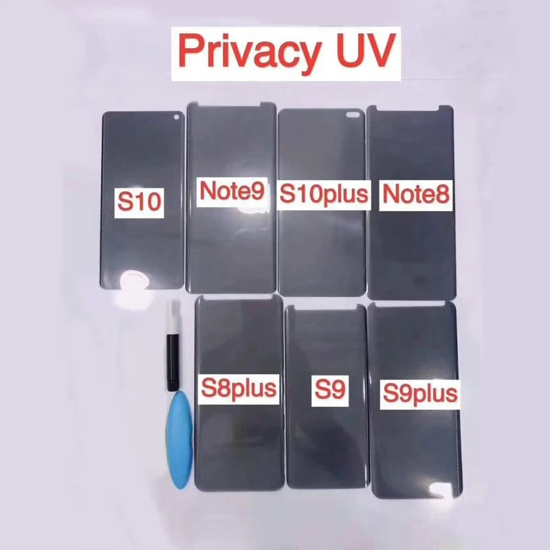 9H Curved Privacy Liquid UV Tempered Glass For Samsung Galaxy S20 S10 S9 Plus Note 20