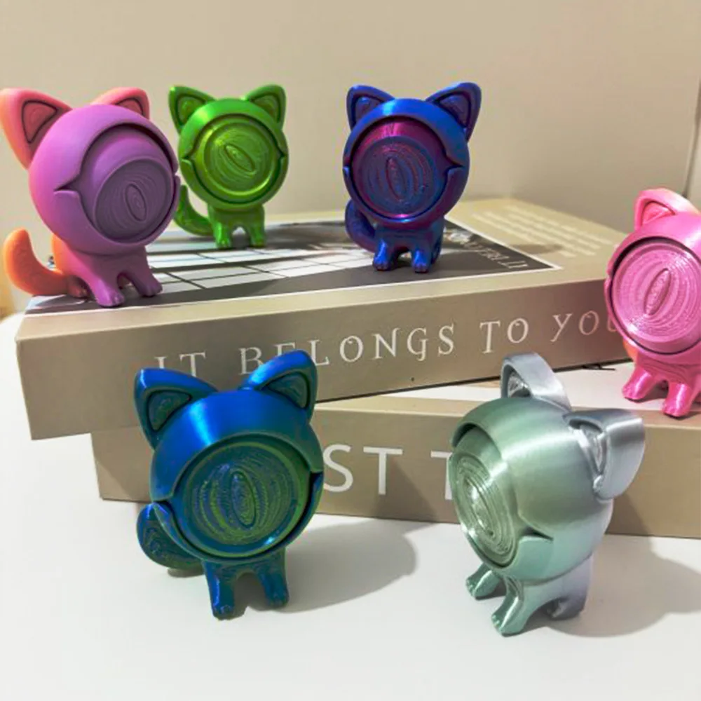 Autism Kids Gifts 3D Printed Cat Model Flexible Cats Statue Moveable Cat Plastic Animals Figure Eyes Fun Fidget Toys