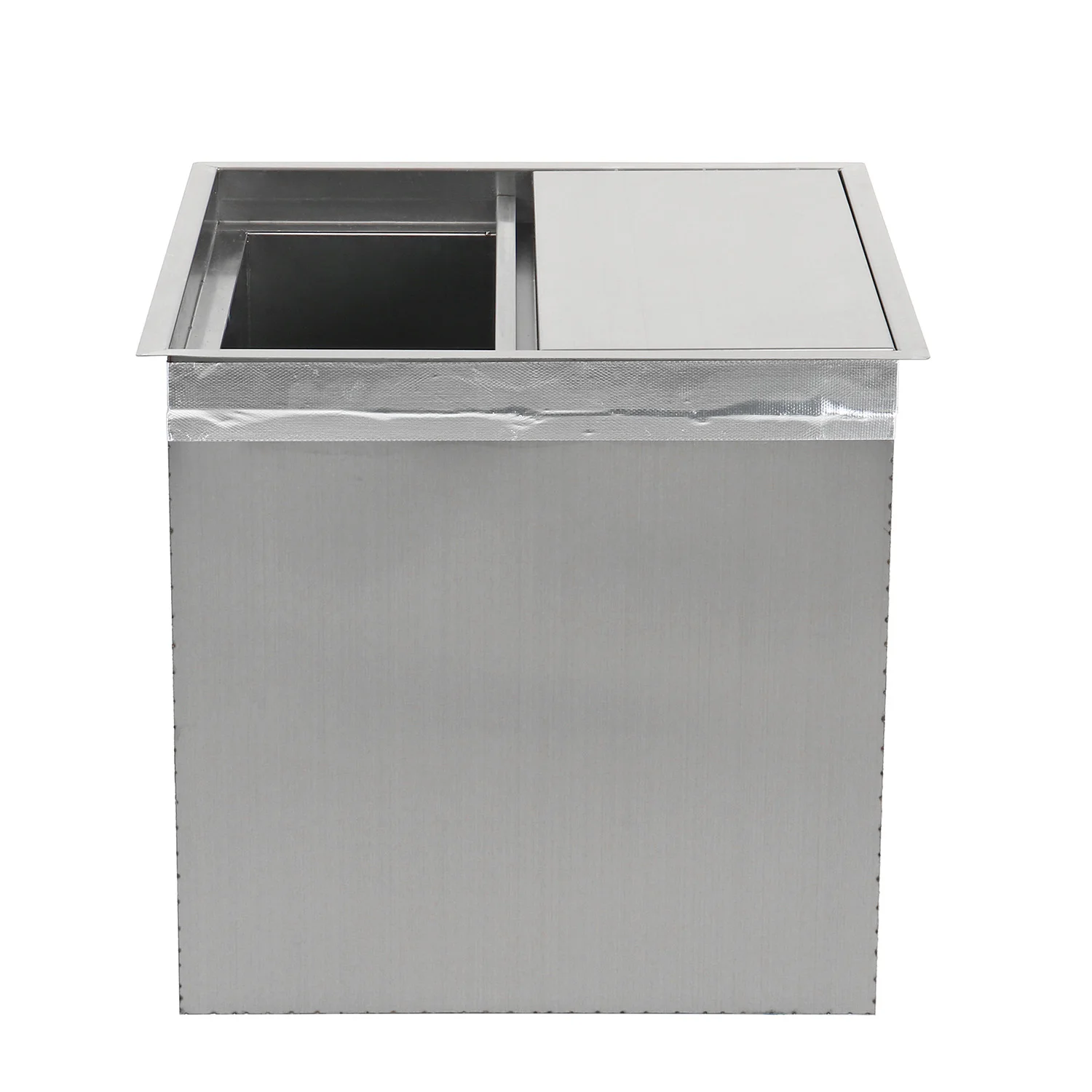 Best Sale Commercial Large Storage Stainless Steel Drop Ice Bin With Hinged Cover
