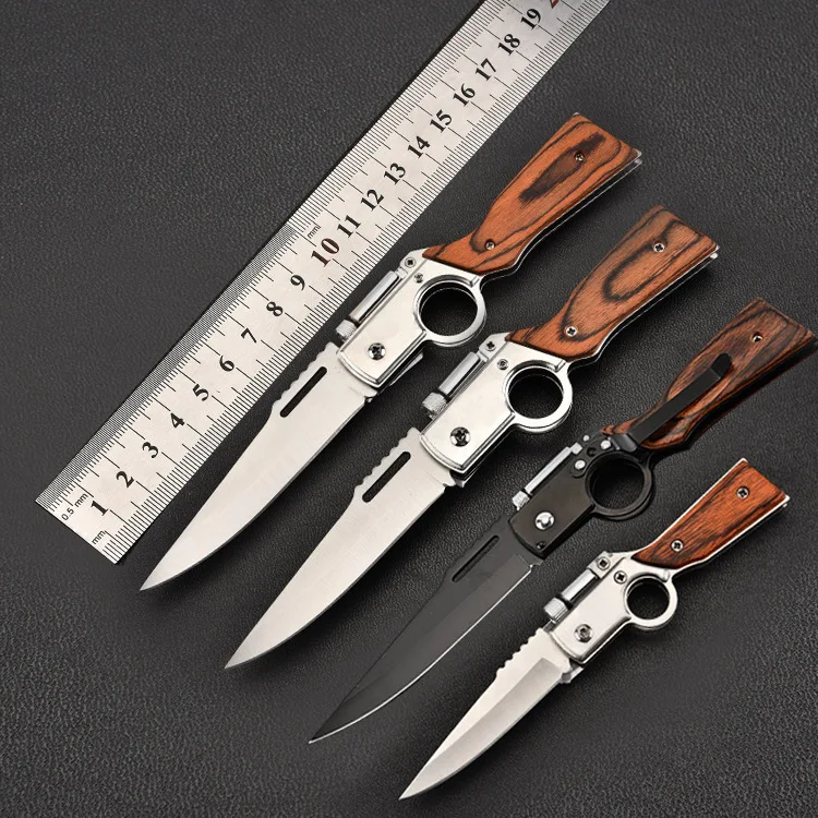 Hunting Tactical Knife Best Selling Products  Wood Handle Pocket Gun Shaped Folding White Box DIY 3mm 2pcs AK47