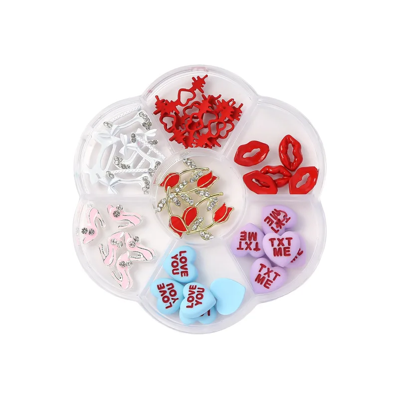 3D Nail Art Alloy High Heel Rose Heart Shape 5D High Heel  Nail Art Charms Kawai Nail Art heart for DIY Manicure