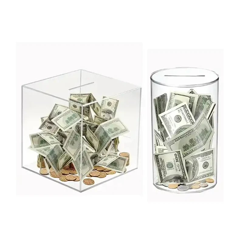 Custom Clear Acrylic Money Box Break To Open Piggy Bank For Adults Or Kids Money Saving Box