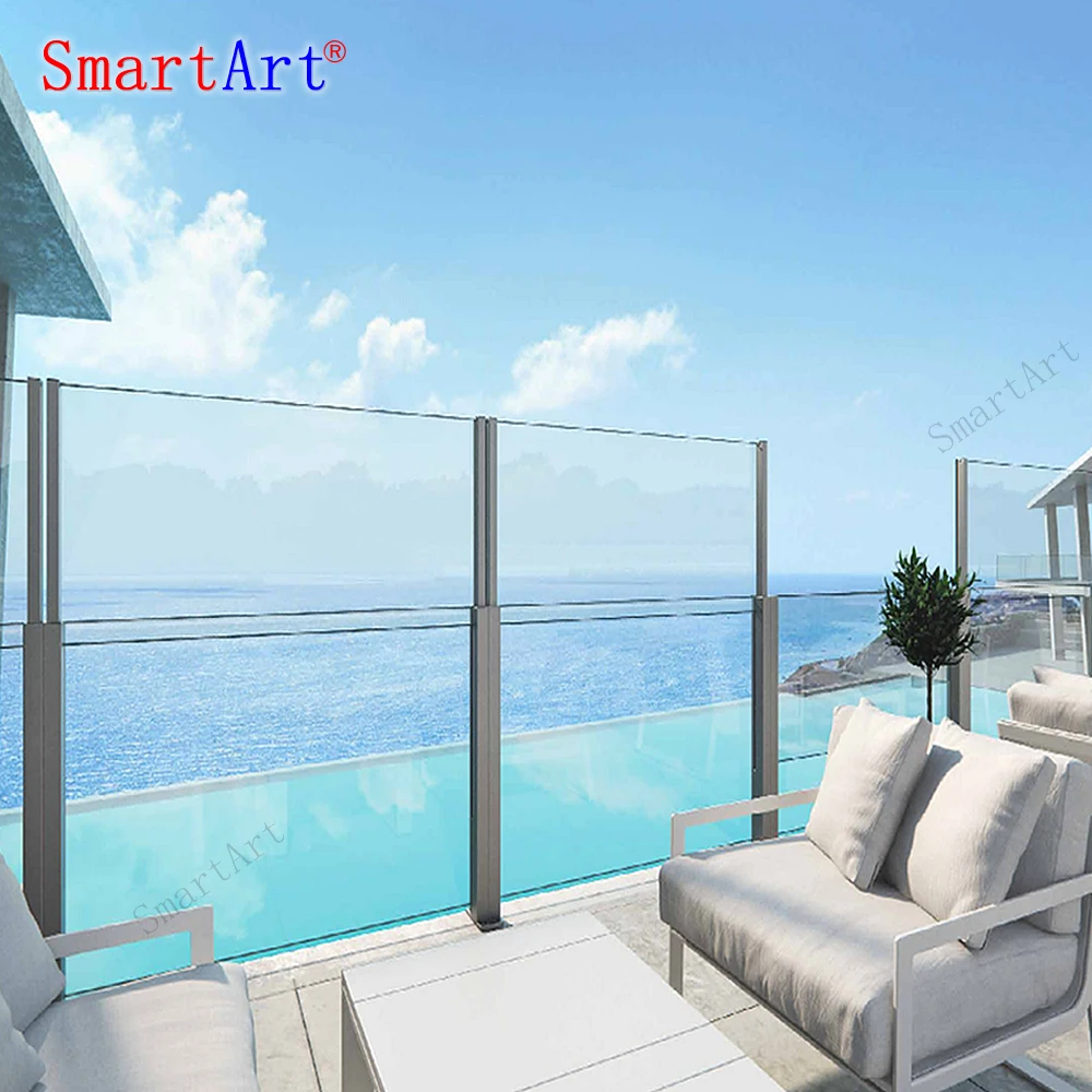 SmartArt click-up upward sliding Retractable Glass Balustrade Wind-Breaker design and manufacturer in Foshan