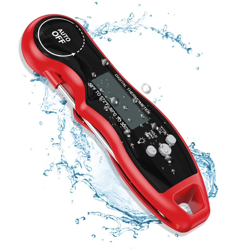 Цифровой пищевой термометр для приготовления пищи, водонепроницаемый термометр с подсветкой, со встроенным магнитом, калибровкой, складным щупом, для жарки и барбекю
