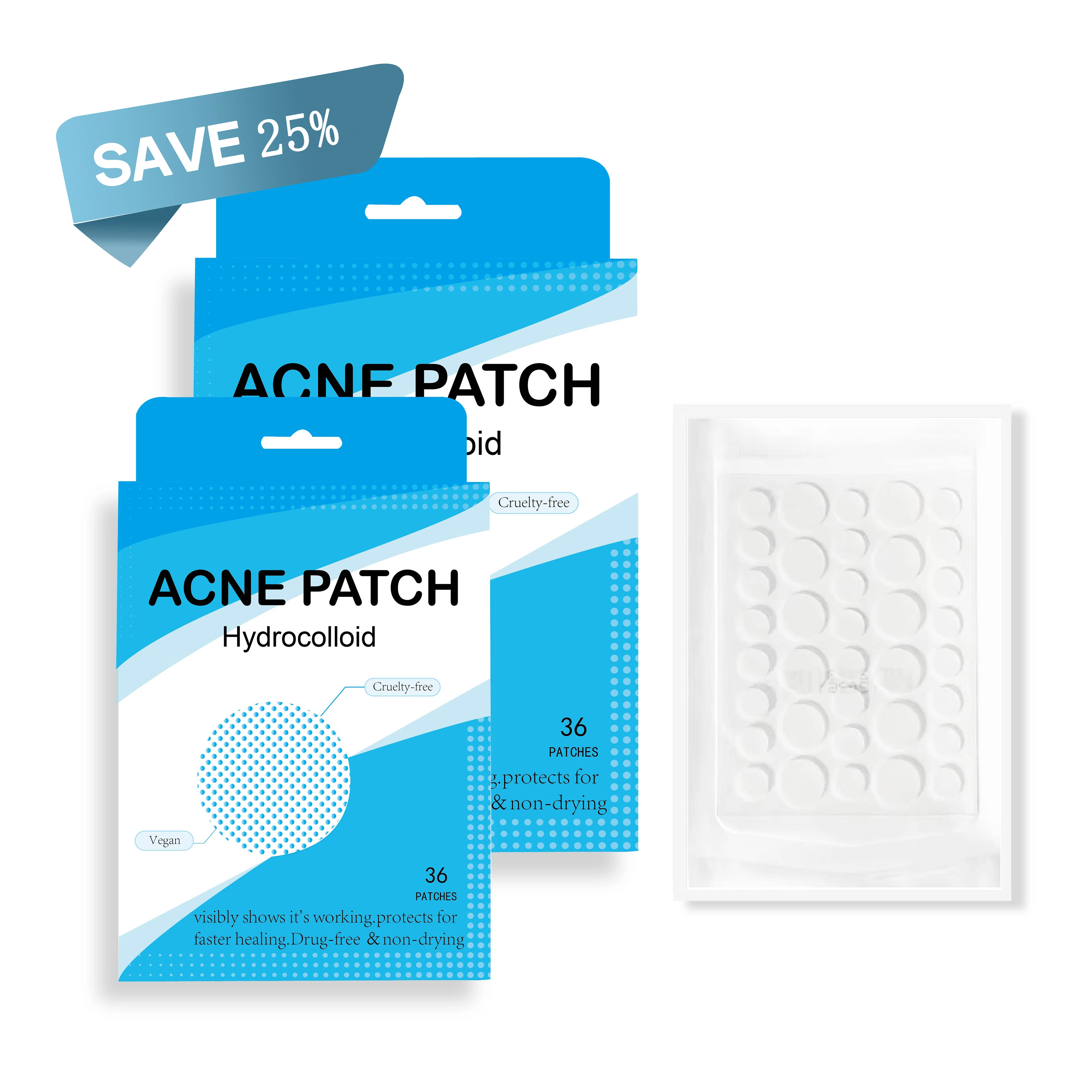 Skin care 36ct waterproof acne sticker hydrocolloid pimple  patch with tea tree oil