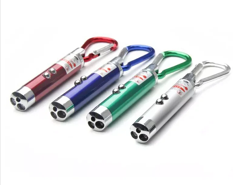 aluminum 3 in 1 laser&led light keychain UV money detector red laser carabiner gift promotion mini flashlight pet cat/kids toy