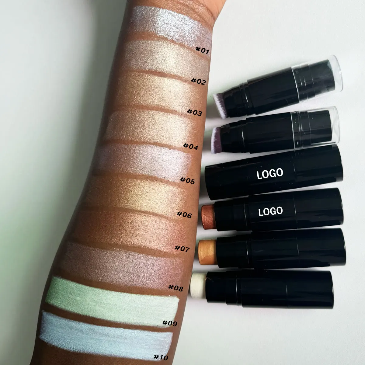 custom private label cheap cheek glow dark skin body makeup brush highlighters bronzer  stick powder highlighters bronzer
