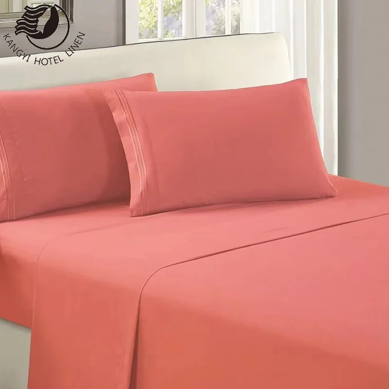 New Design Chinese Bed Linens Brushed Microfiber Bedding Color 140g Hotel Bedding Set