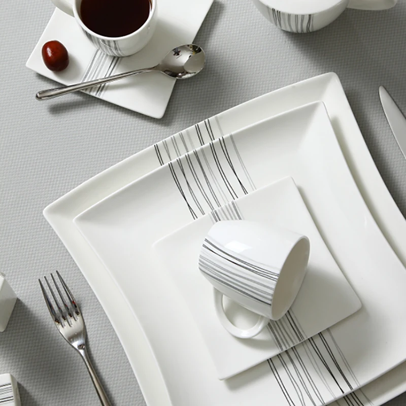 Flower Printing Tableware  Porcelain Dinnerware Factory Supply Dinner Set for Banquets