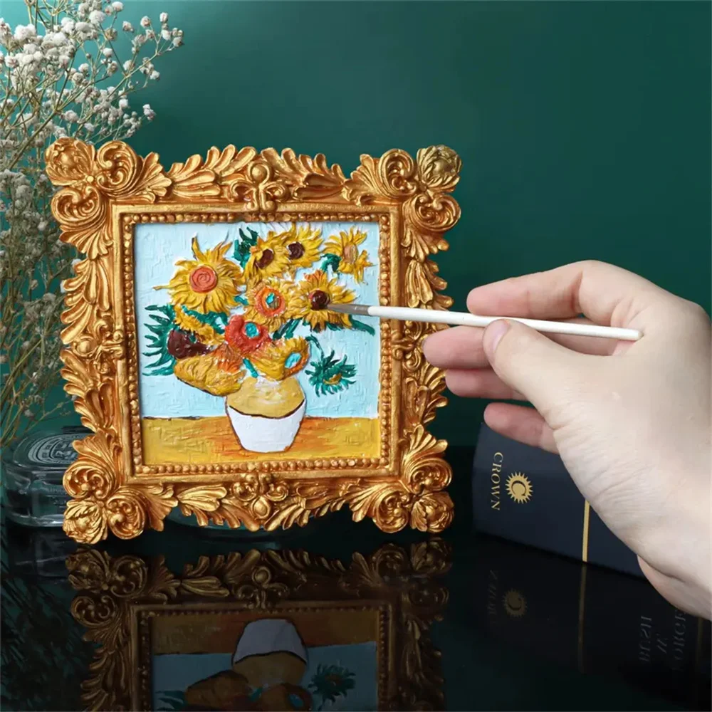 Silicone Sunflower Photo Frame Candle Mold Celebrity Painting VanGogh Flower Pot Relief Resin Soywax Plaster Tool DIY Home Decor