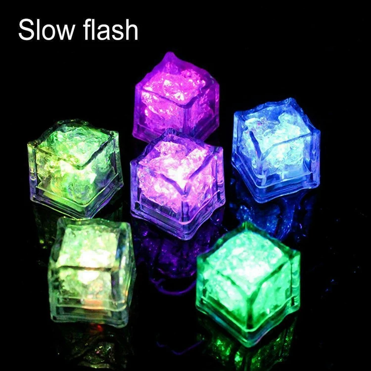1.06*1.06*1.02 Inch Glitter Ice Cube Led Lights Glitter Light Up Ice Cube Led Ice Cubes For Party Bar Christmas