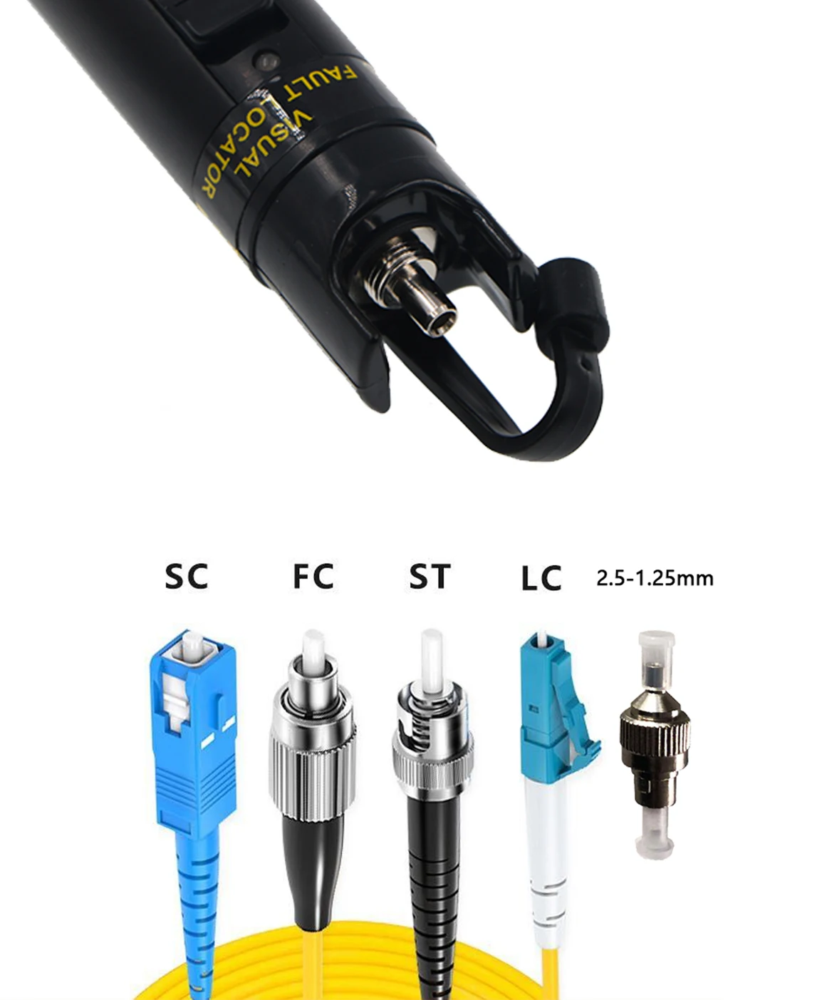 FCST080503 Plastic Material 1.25mm 2.5mm FC SC LC SM MM Fiber Optic Fault Locator For FTTH Network Maintenance