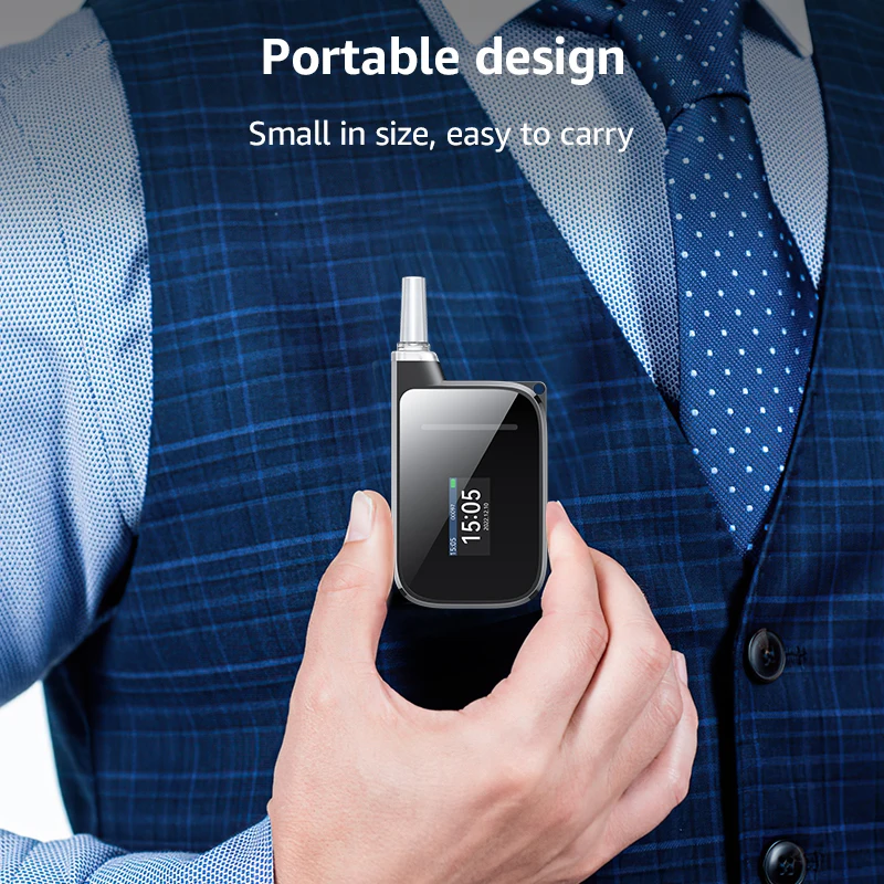 3 Color LCD alcotester Display Fest Detection Alcohol Tester Breathalyzer Detector keychain Mr. Black H2